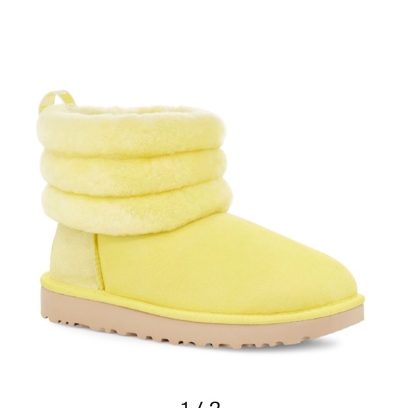 yellow mini fluff uggs